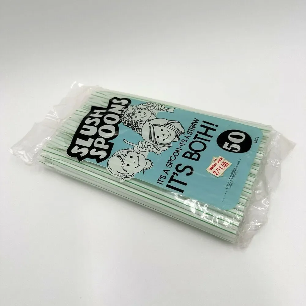 Slush Spoons It’s A Spoon It’s A Straw It’s Both 1984 Vintage 50 ct. Retro NOS